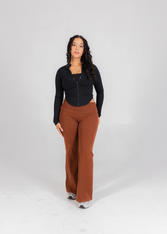 LOUNGE FLARED LEGGINGS - CINNAMON BROWN